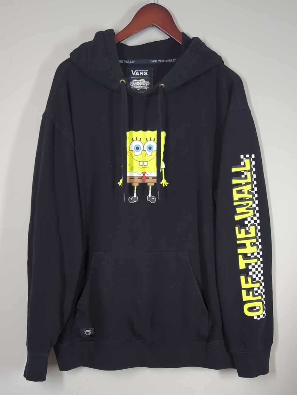 Vans Men’s Black SpongeBob Zip-Up Hoodie with Yellow Graphic Xl
